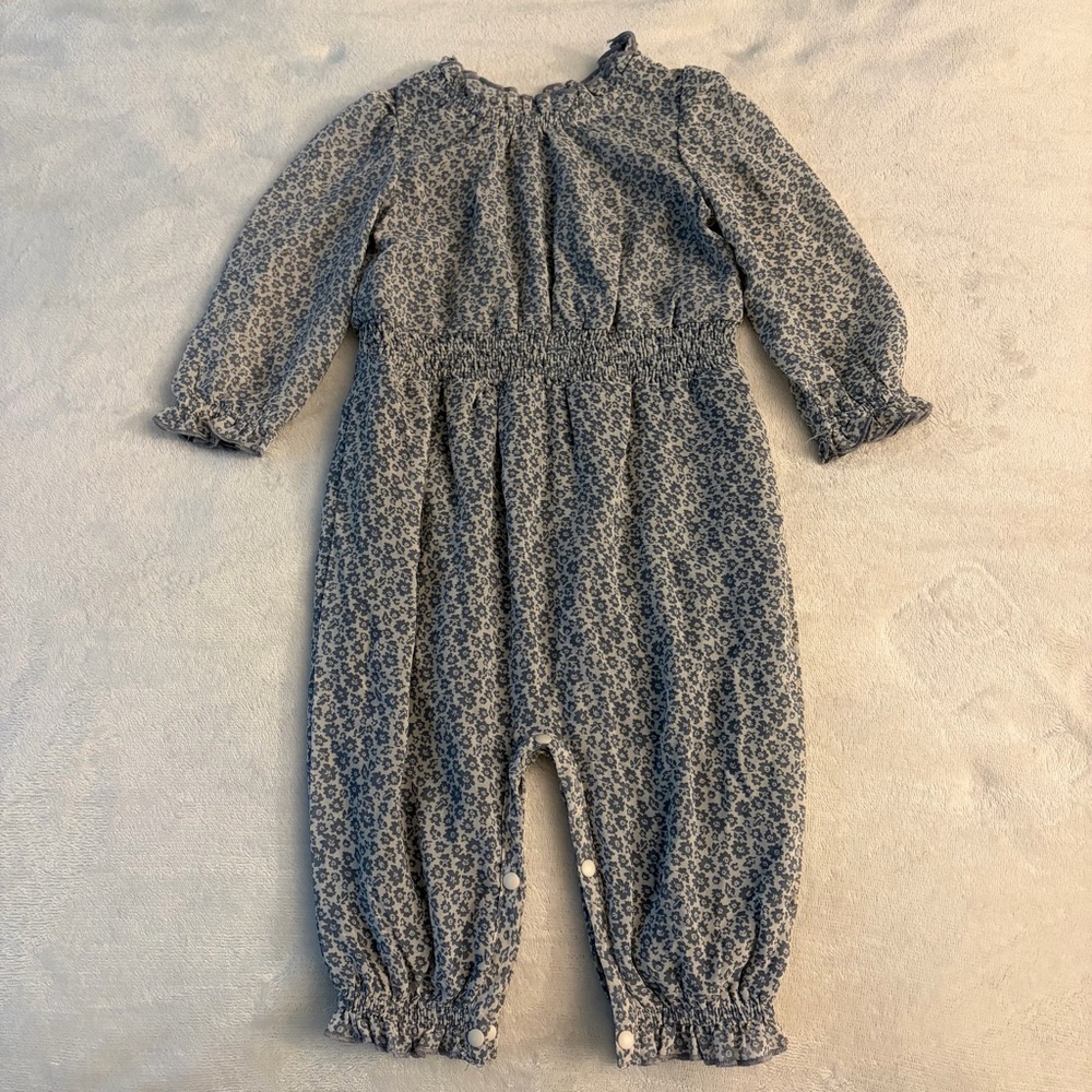 3 for $25! Mabel + honey Floral Blue Kids One Piece Long Sleeve romper,18 months